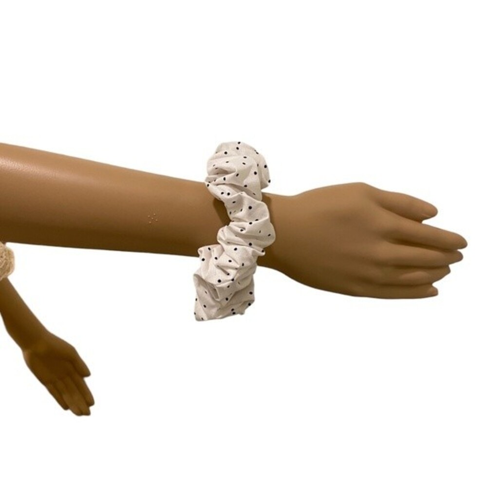Hair Scrunchie. Black/White. Mini (Small). Polka Dot. Hair Scrunchies. Cute